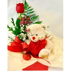 Chocolates, Teddy-Bear and Rose in a Box